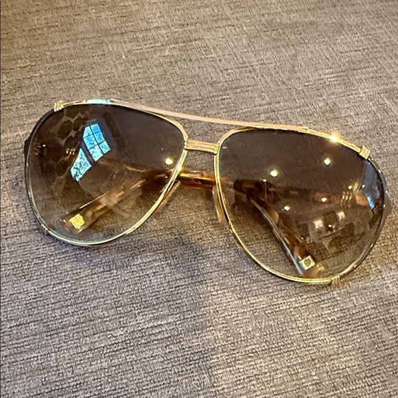 Christian Dior Aviator Goldtone & Brown Chicago 2 Sunglasses - Picture 2 of 7